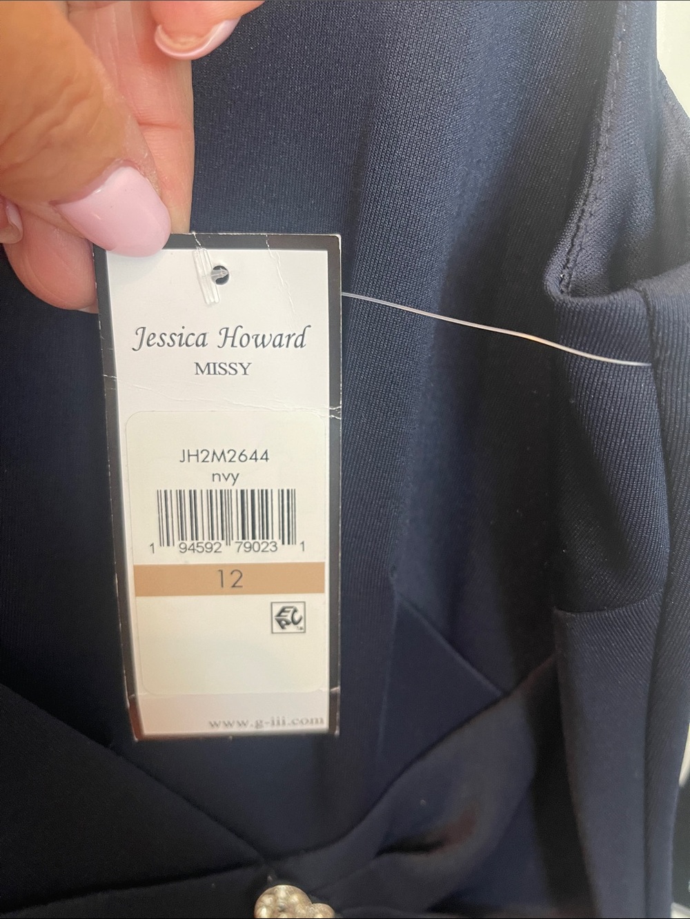 Jessica Howard Navy Sleeveless Midi Dress with Ruffle and Brooch - Picture 3 of 8